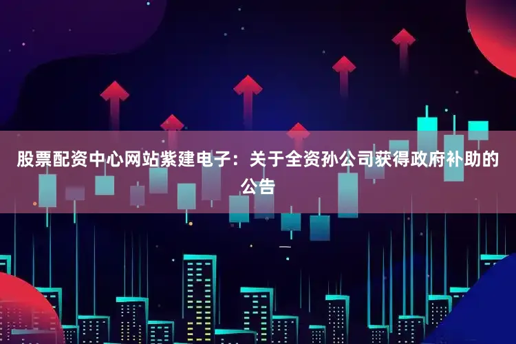 股票配资中心网站紫建电子：关于全资孙公司获得政府补助的公告